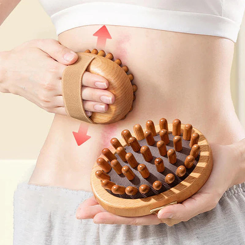 Set de 2 Cepillos de Madera para Masaje Anticelulitis y Cuero Cabelludo