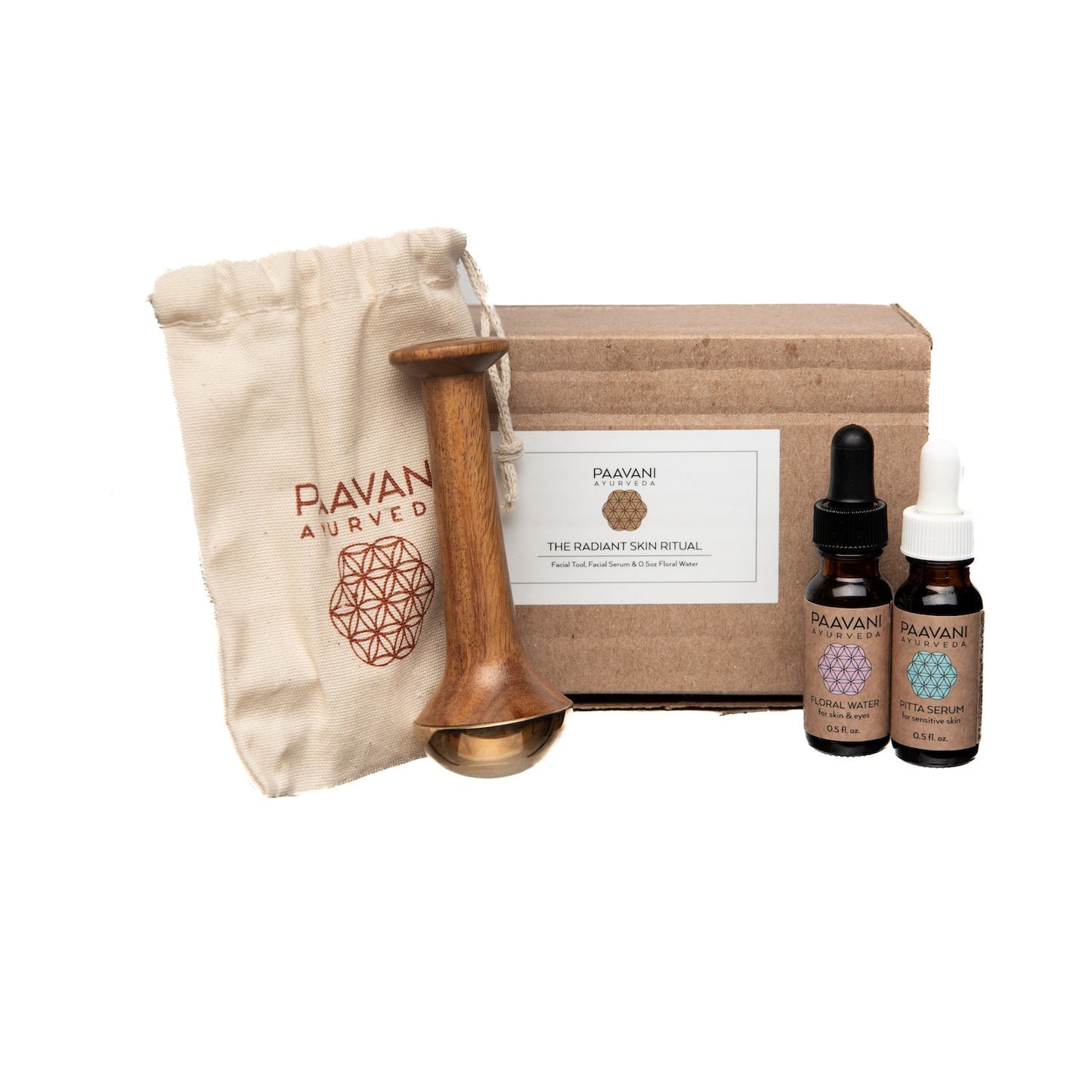 Ritual de Piel Radiante | Kit Ayurvédico de Masaje Facial con Vara Kansa