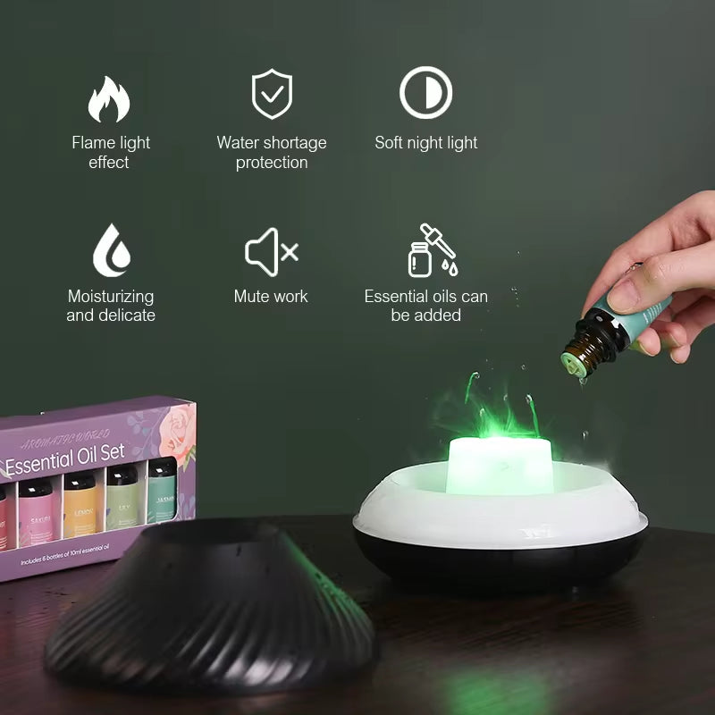 "Portable USB Essential Oil Diffuser and Humidifier with Color Flame Night Light - 130ml Capacity"