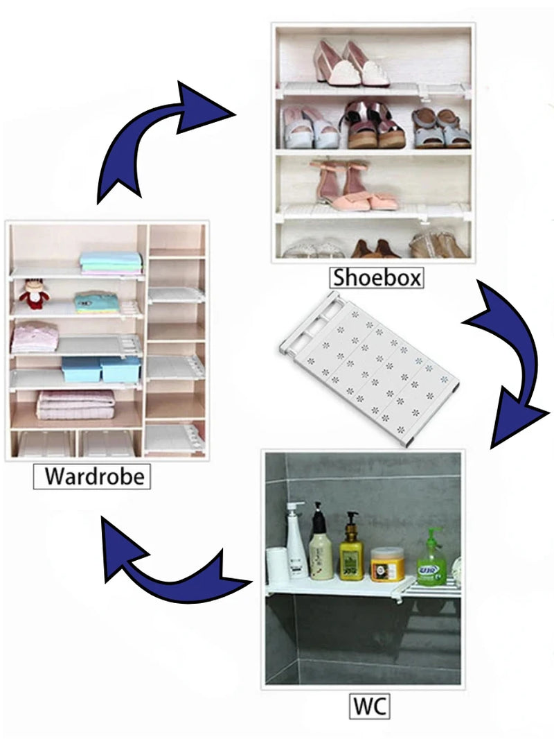 Adjustable Expandable Divider for Closet Shelves - Punch-Free Storage Solution for Kitchen and Bathroom Cabinets