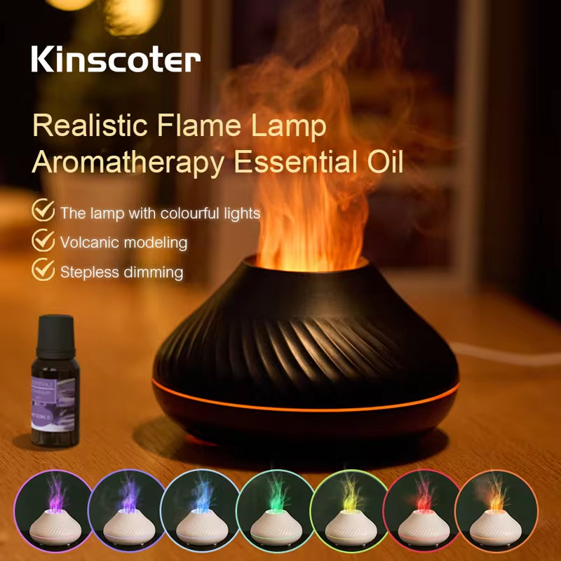 "Portable USB Essential Oil Diffuser and Humidifier with Color Flame Night Light - 130ml Capacity"