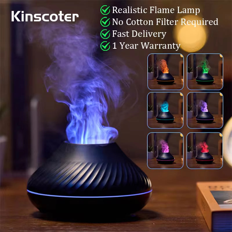 "Portable USB Essential Oil Diffuser and Humidifier with Color Flame Night Light - 130ml Capacity"