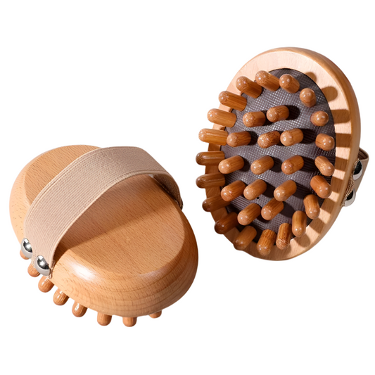 Set de 2 Cepillos de Madera para Masaje Anticelulitis y Cuero Cabelludo