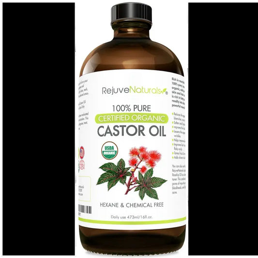 USDA Certified Organic Castor Oil - 16Oz Glass Bottle