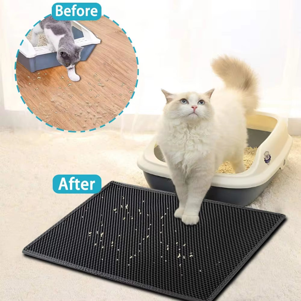 Premium Double Layer Waterproof Cat Litter Mat - Non-Slip, Washable Pet Pad with Gift