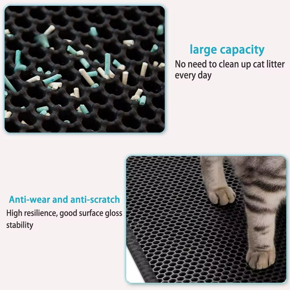 Premium Double Layer Waterproof Cat Litter Mat - Non-Slip, Washable Pet Pad with Gift