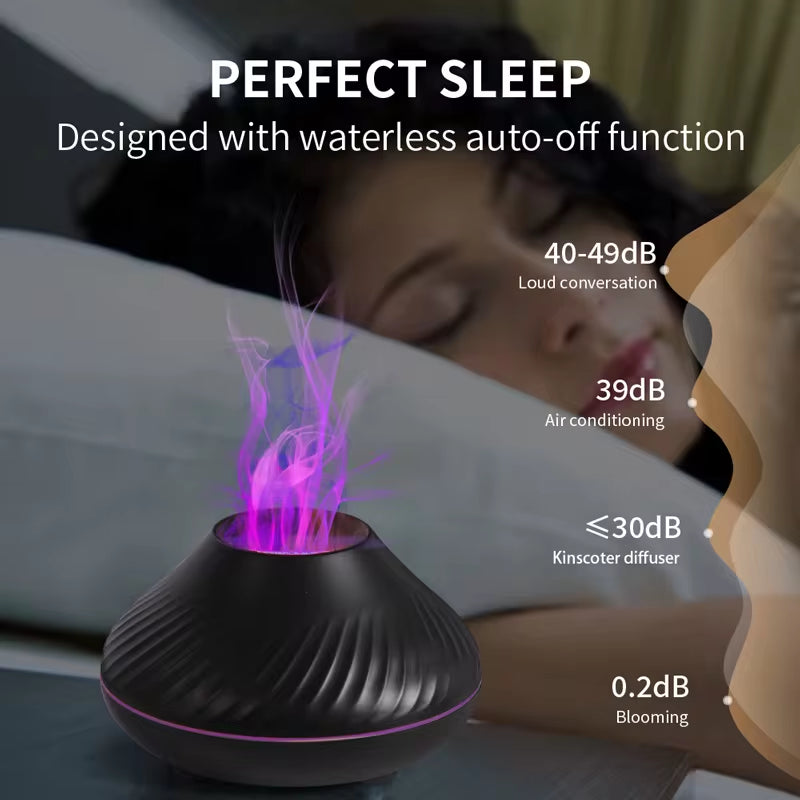 "Portable USB Essential Oil Diffuser and Humidifier with Color Flame Night Light - 130ml Capacity"