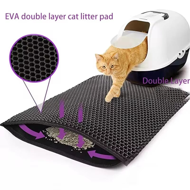 Premium Double Layer Waterproof Cat Litter Mat - Non-Slip, Washable Pet Pad with Gift