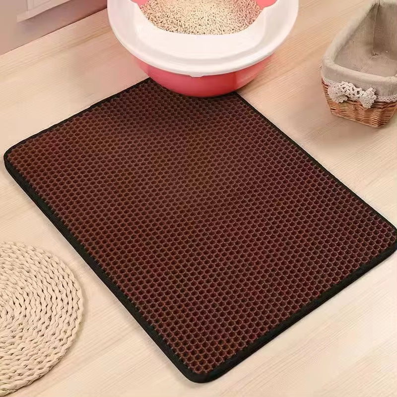 Premium Double Layer Waterproof Cat Litter Mat - Non-Slip, Washable Pet Pad with Gift